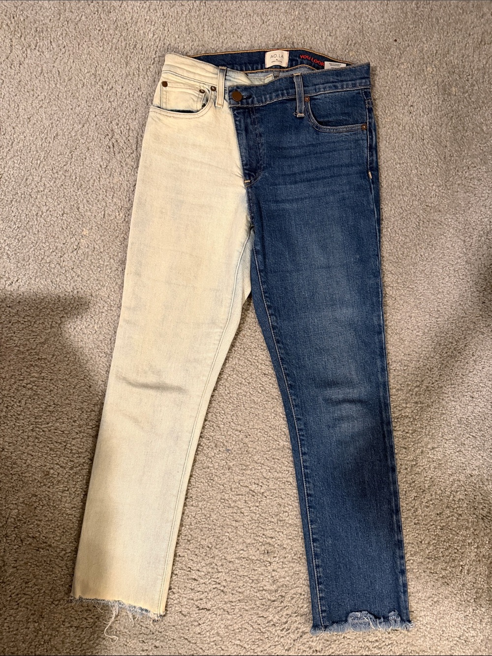 Two-Tone Blue and Cream Women's Jeans